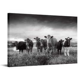 Nachi Wall Cow Canvas Wall Art Black and White Farm Animal Pictures Wall Decor for Living Room Kitchen Modern Giclee Print Artwork Gallery Canvas Wrapped Ready to Hang