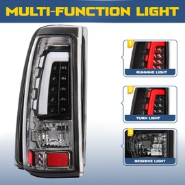 AUTOSTARSHIP LED Tail Light Assembly Compatible for 1999-2006 Chevy Silverado 1500 2500 3500, 1999-2002 GMC Sierra Tail Lamp Driver and Passenger Side - Clear Lens + Chrome Housing