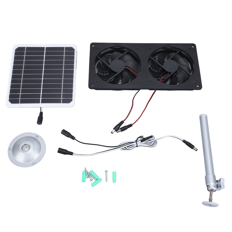 20W Solar Panel Solar Powered Dual Exhaust Fan Kit for