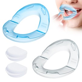Pack of 2 snoring stoppers, anti-snoring splint, anti-snoring, protect teeth, effectively relieve snoring, equipped with a plastic box for easy transport (blue + transparent)