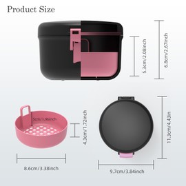 Leak-proof Denture Bath Cup for Travel Denture Cup for Soaking Dentures Retainer Cleaning Case with Strainer (Black+Pink)