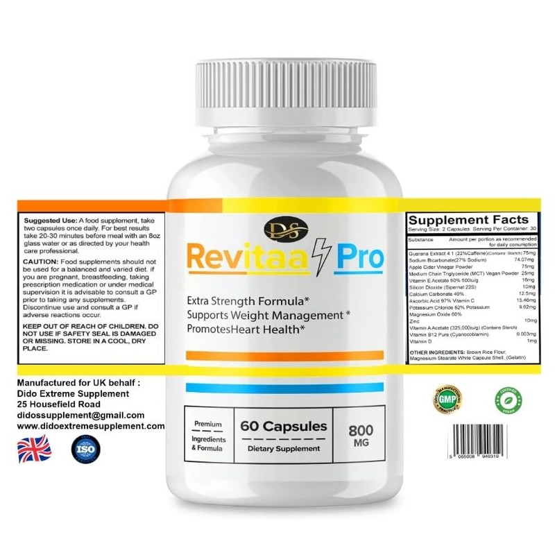 Revitaa Pro - All Natural - 60 Capsules - Vegan/New