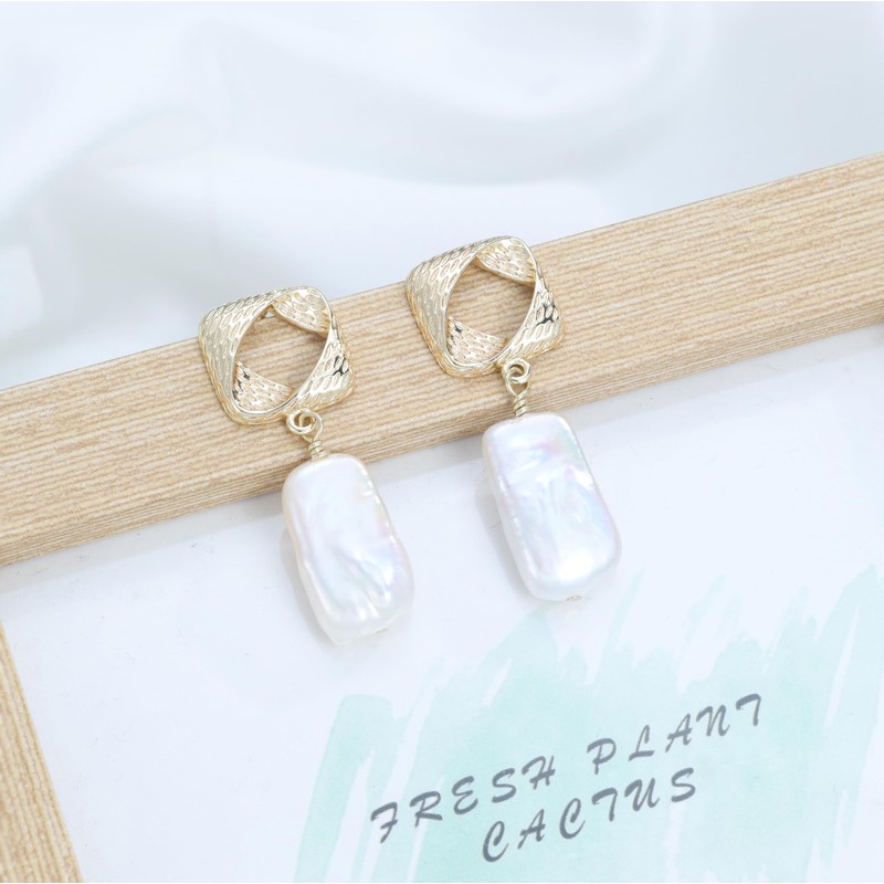 Pearl Earrings for Women 925 Sterling Silver Post 15-20mm 14K