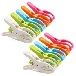 Beach Towel Clips, 10 PCS Plastic Laundry Clip Clothes, Colorful Beach Towel Clips for Loungers Clothes Pegs Blanket Swimsuits,Curtains Size 11 x 6 x 3 cm Sky blue, pink, fruit green, orange, white