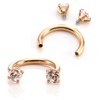 Jovivi 2pcs 16G Stainless Steel Cubic Zirconia Horseshoe Multi-functional Lip/Nose/Nipple/Eyebrow