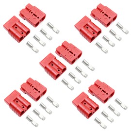 ANDCHIER 10Pcs 6-10 Gauge Battery Quick Connector 50A 12-36V Battery Quick Connect Disconnect Battery Quick Wire Harness Plug Kit Battery Quick Connector Disconnect Plug for Motor Winch Trailer (Red)