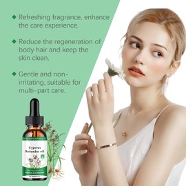 Cyperus Rotundus Oil for Hair Removal - Organic Body Hair Growth Inhibitor Serum for Women & Men, Reduces Unwanted Facial & Body Hair, Soothes Skin, Slows Regrowth, for All Skin Types - 2 fl oz (2)