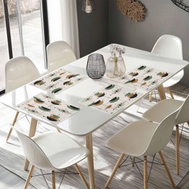 Washable Placemats Set of 4, Retro Bohemian Pattern Place Mat Navy Blue Color Block on Linen Kitchen Dining Table Mats for Indoor Outdoor Party Decor