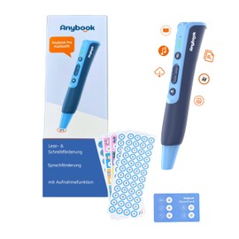 Anybook Pro - the flexible reading pen for reading and writing promotion, language promotion, LRS, UK, DaZ with recording function, stickers and many free learning materials for download