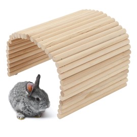 Wooden Hamster Bridge,Birch Rodents Chewing Climbing Tunnel Small Animal Bendy Bridge Ramp Hut Hideout for Guinea Pigs Hedgehogs Chinchillas and Other Rodents