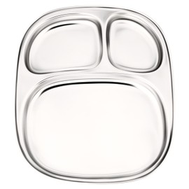 Stainless Steel Compartment Plate - 3 in 1 Oval Shaped Divided Trays - Perfect Dinner Plate for Kids, Toddlers - Portion Control Dishes - Camping Traveling Platter (Large)