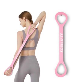 Figure 8 Resistance Band (Upgraded),Elastic Band, Stretch Bands, with Storage Bag, for Arm,Shoulder, Back,Leg Stretching Workout, Portable Home Office Elastic Ropes for Yoga, Pilates (Pink)
