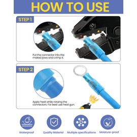 Hoteam 1200 Pcs Heat Shrink Insulated Electrical Wire Connectors Kit Wire Crimp Terminals Butt, Ring, Spade, Fork Quick Disconnect Assortment Kit with Storage Box for Automotive Marine Boat Truck