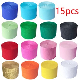 Zasiene Colourful Crepe Ribbons, 18 Rolls Crepe Paper, Colourful Party Masking Tapes, 15 Colours, Crepe Tape, Colourful Craft Crepe for Wedding, Christening, Birthday Party and Graduation (4.5 cm x 25