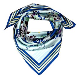 Lorenzo Cana Silk Scarf for Girls Elaborately Printed Cloth 100% Silk 70 cm x 70 cm Harmonious Blue Colours Scarf 8903622, lightblue