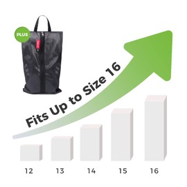 pack all Water Resistant Shoe Bags Plus for Travel, Storage Organizer Shoe Pouch with Zipper, Multi-Color for Men and Women, 2 Pack Plus-Black