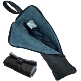 LEISURE CLUB Folding Umbrella Cover, Folding Umbrella Case, Super Absorbent, Quick Drying, Umbrella Storage Bag, Portable, Convenient, Washable, Multi-Purpose, For Rainy Day, Rainy Season, Commuting To Work Or School (13.4 x 4.7 inches (34 x 12 cm), Blac