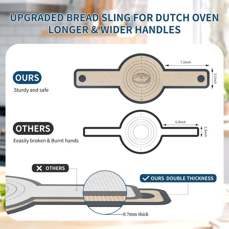 2 Pcs Silicone Bread Sling for Dutch Oven Liners Silicone