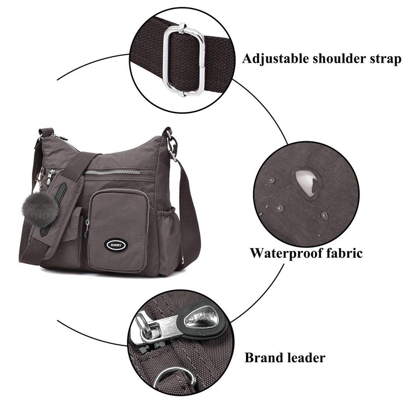 SUKRY Nylon Crossbody Bag for Women with Anti theft RFID