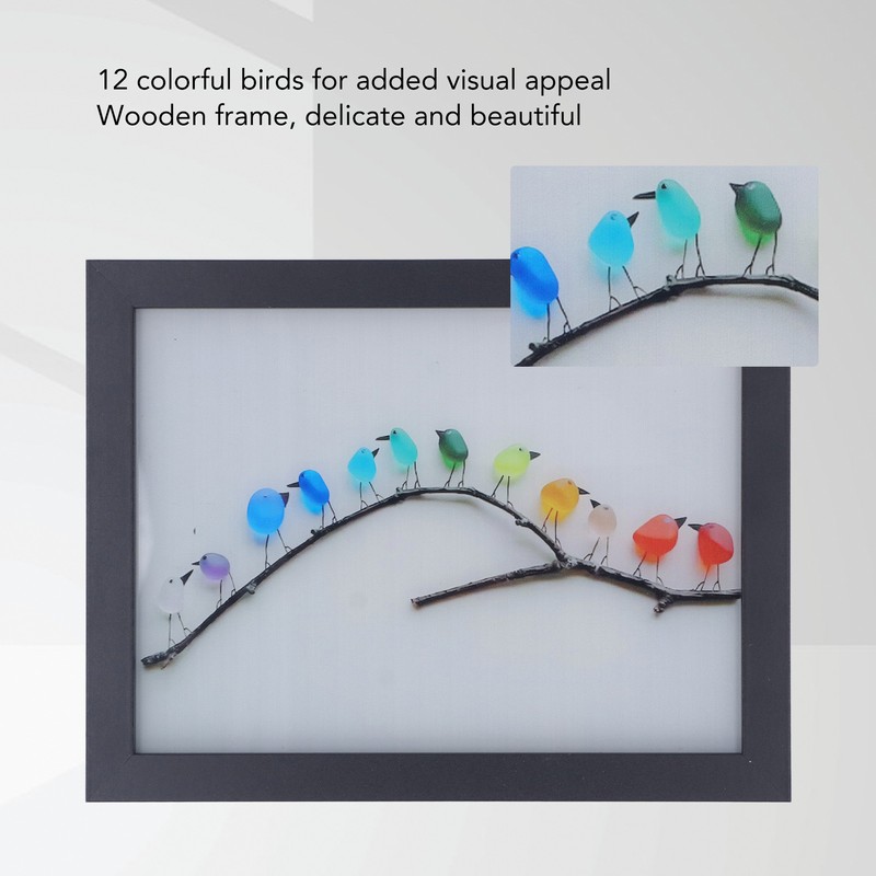 Sea Glass Birds Photo Frame 12 Birds Unique Wooden Frame