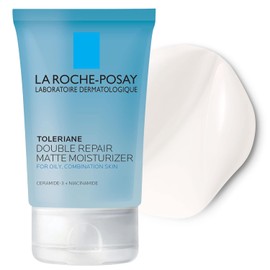 La Roche-Posay - Crema hidratante facial mate de doble reparación Toleriane, humectante en gel diario para controlar la piel grasa con niacinamida, sin aceite