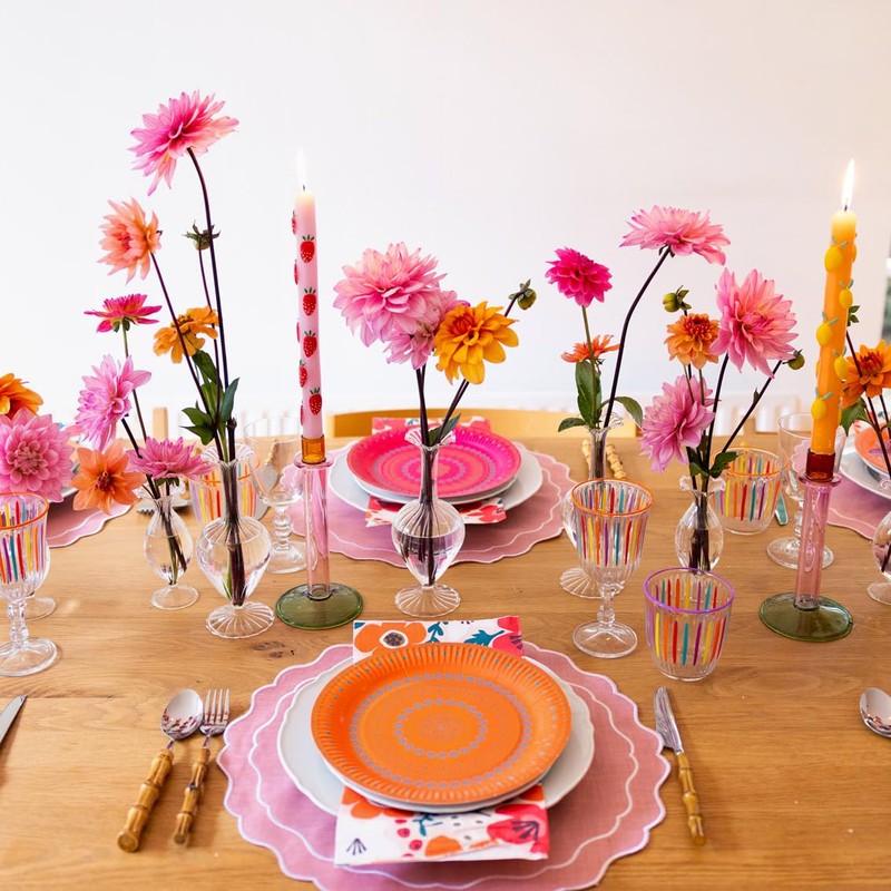 2 x Handmade Orange & Pink Colourful Raffia Placemats Vibrant