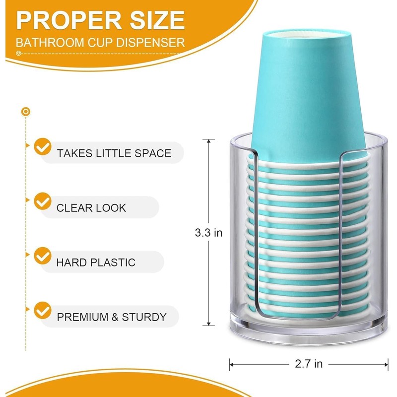 2 PCS Plastic Disposable Paper Cup Dispenser, Re-usable Plastic Dispenser