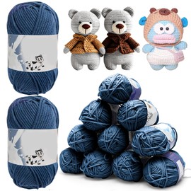 Yuraigm Crochet Yarn 12 x 50 g/Ball, Super Soft Wool Knitting Yarn Cotton for Crocheting, 50 g / 100 m Anti-Pilling Baby Wool for Knitting, 50% Wool + 50% Acrylic Yarn for Beginners and Children for