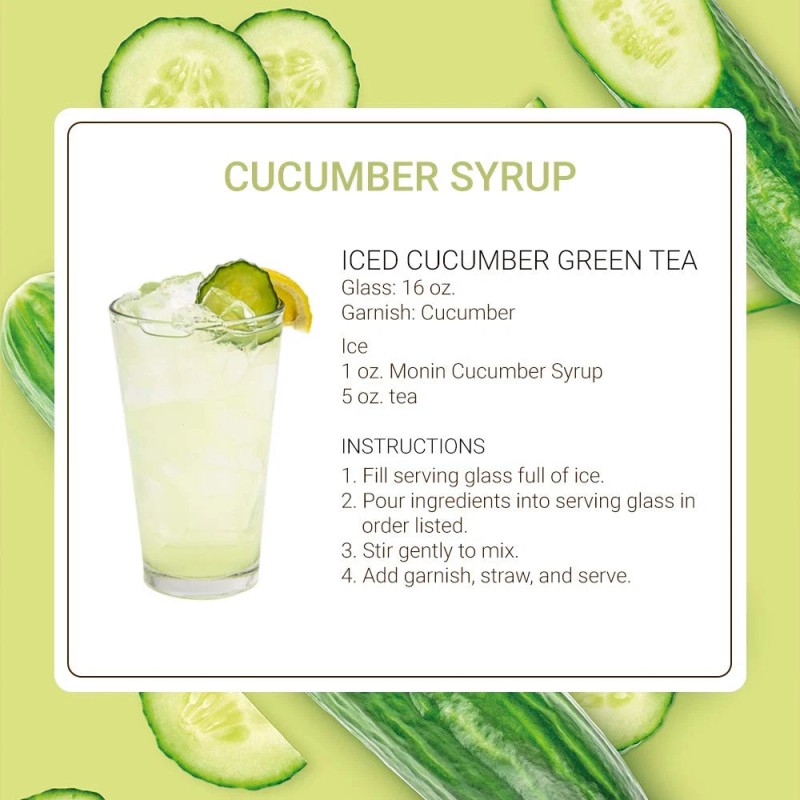 Monin Cucumber Syrup 33.8 Fl Oz Allergen Free for Cocktails