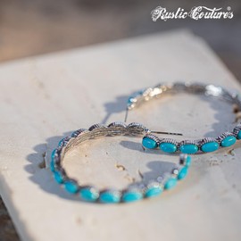 Rustic Couture's Western Hoop Earrings for Women Cowgirl Turquoise Country Concho Large Statement Jewelry
