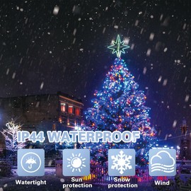 LAMPHOME 33ft Christmas Decorative Mini Lights, 100 LED transparent Wire Fairy Starry String Lights Plug in, 12 Lighting Modes, for Indoor Outdoor Xmas Tree Wedding Party Decoration (White+Multicolor)