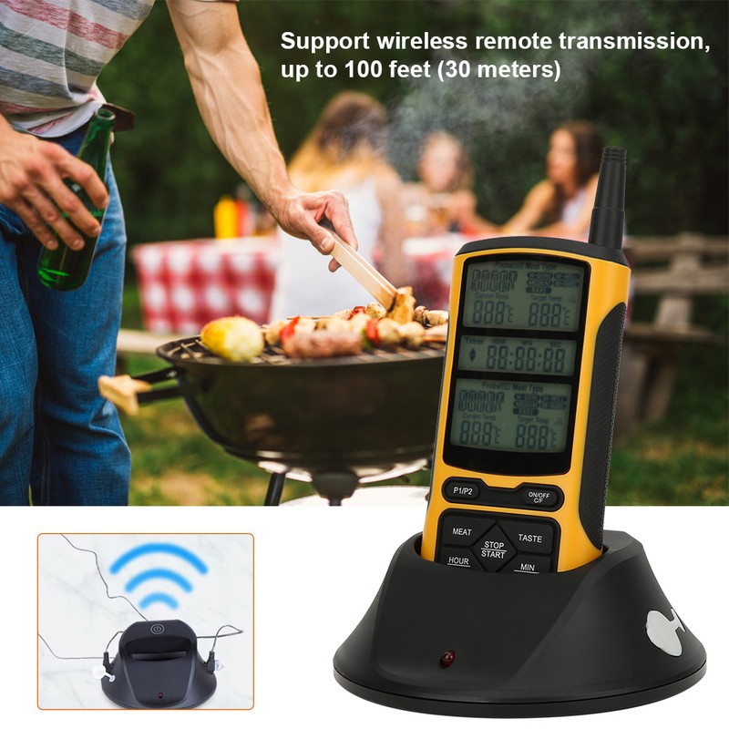 Dual Probe Wireless Transmission BBQ Thermometer Food Thermometer Kitchen Cooking