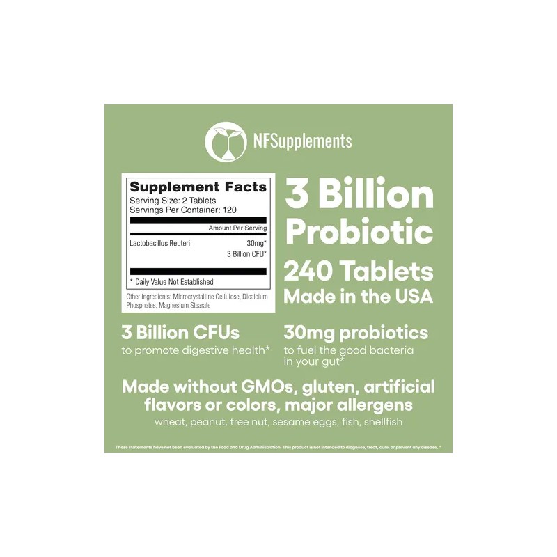 Lactobacillus Reuteri Probioticos Con 240 Tabs Hecho En Usa