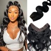 Jet Black Hair Extensions Clip in Human Hair 16inch with