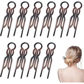 SHUNYUNG Retro Fork Internal Teeth French Hair Clips U Shaped Twist Hair Pin, 10Pcs Retro Internal Teeth Clips and Sticks, U-shaped Fork Internal teethes French Hair Clips