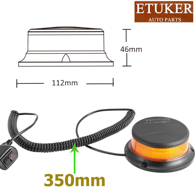 ETUKER 12 V 24 V yellow rotating beacon, magnetic flash