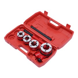 Gdrasuya10 Manual BSPT Ratchet Pipe Threader Kit Ratcheting Pipe Threading Tool Set 4 Dies 1/2", 3/4", 1", and 1-1/4" Portable Thread Cutting Steel Plumbers Set with Case, NOT NPT (4 Dies)