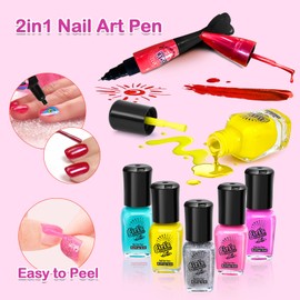 Nail Polish Kit for Girl , Kids Nail Art Salon Set with Nail Dryer , Nail Art Kit for Girls Ages 6-12,Makeup Manicures Decoration Studio Gifts for Christmas Birthday Spa Party Favors