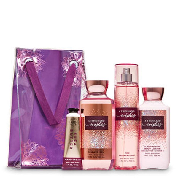 Bath & Body Works A Thousand Wishes Gift Set 2019 Edition with Mist, Body Lotion, Shower Gel, Hand Cream & Gift Bag