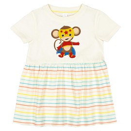 inktastic Superhero Monkey, Cute Monkey, Brown Monkey, Cape Infant Dress 18 Months Natural with Stripes 4467d