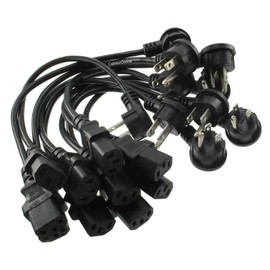 CablesOnline, 10-Pack 1ft Right-Angle NEMA 5-15P to IEC C13 Short 3-Conductor 18AWG AC Power Cable, PC-301L-10