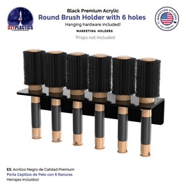 Marketing Holders Hanging Acrylic Brush Organizer 6 Holes Hardware Included Black Acrylic Wall Mount Multi Slot Rack 1 Piece for Professional Stylists Barbers and Dog Groomers