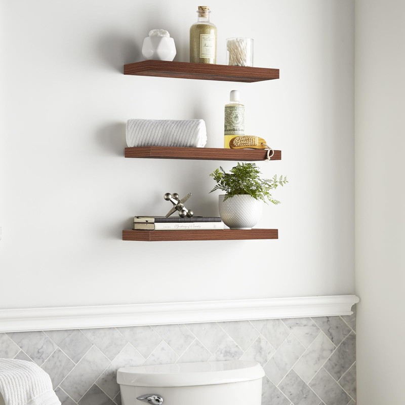 BAYKA Floating Shelves for Wall, Wall Mounted Rustic Wood Shelves