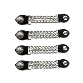 EXCELSIOR INTERNATIONAL Buffalo Nickel Vest Extenders – 4” & 6.5” Chrome Biker Chains – Unisex Motorcycle Vest Extensions, 4 Pack