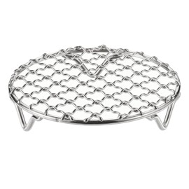 QUARKZMAN Round Cooking Grid 4.7 Inch 304 Stainless Steel Cross Wire Grill Net with 20 mm Legs for Cooking, Baking, Steaming and Grilling