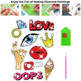 EooCoo Case Compatible for MacBook Air 13 inch M4 M3 M2 2025 2024 2022, A3240 A3113 A2681, Clear Plastic Hard Shell Mac 13.6" Cover & 5D DIY Diamond Art Kits, Smooth Surface - LOVE & Mouth