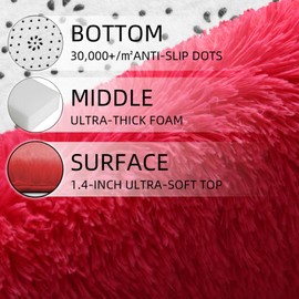 3x5 Rug, Bedside Preppy Dorm Area Rug, College Essentials Small Carpets for Bedroom, Anti Slip Living Room Rugs Home Decor (Hot Pink, 3 x 5)