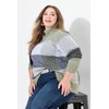 Ulla Popken Women's Plaid Print Stand Collar Long Sleeve Pullover,