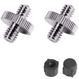 1/4 Male to 1/4 Male Thread Screw Adapter Convert Tripod Screw Converter Double Head Stud Screw Rubber with Screw Cap Set of 2