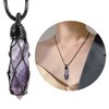 TUMBEELLUWA Hexagonal Amethyst Crystal Points Pendant Necklace for Unisex Wrapped